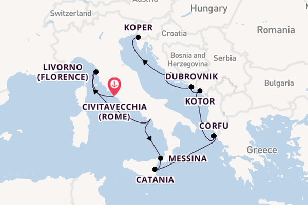 Middellandse Zee vanaf Civitavecchia (Rome), Italië met de Norwegian Sky