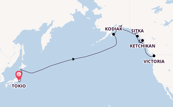 Transpazifik ab Tokio, Japan auf der Azamara Pursuit