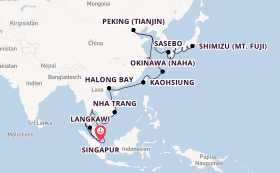 Südostasien ab Singapur, Singapur auf der Silver Muse