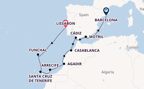 Canarische Eilanden vanaf Lissabon, Portugal met de Norwegian Star