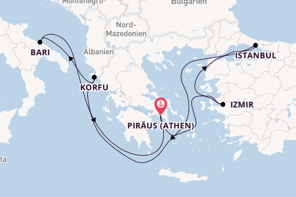 Mittelmeer ab Piräus (Athen), Griechenland auf der MSC Orchestra 