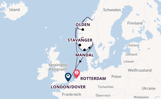 Norwegen ab Rotterdam, Niederlande auf der Nieuw Statendam