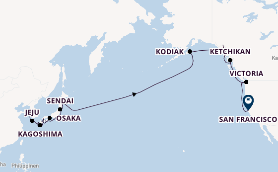 Transpazifik ab Incheon, Südkorea auf der Seven Seas Splendor