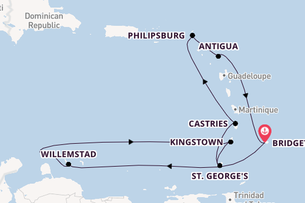 Southern Caribbean from Bridgetown, Barbados with the Britannia 