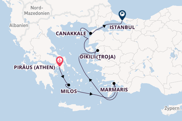 Östliches Mittelmeer ab Piräus (Athen), Griechenland auf der Marina