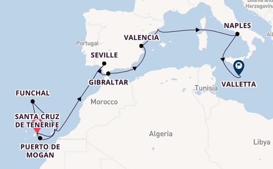 Western Mediterranean from Santa Cruz de Tenerife, Spain with the Azura