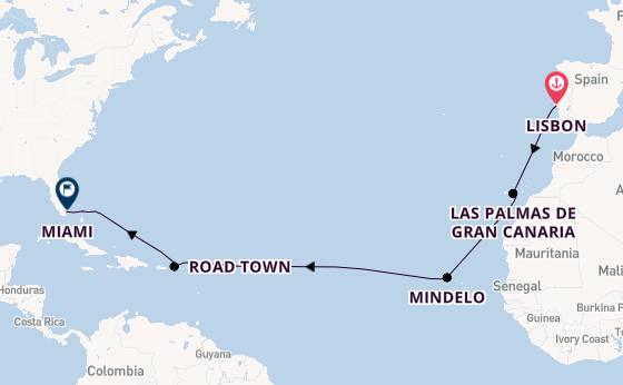 Transatlantic from Lisbon, Portugal with the Norwegian Viva