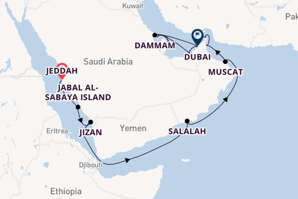 Midden-Oosten vanaf Jeddah, Saudi-Arabië met de EXPLORA I