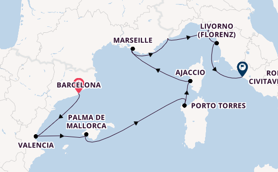Westliches Mittelmeer ab Barcelona, Spanien auf der Allura 