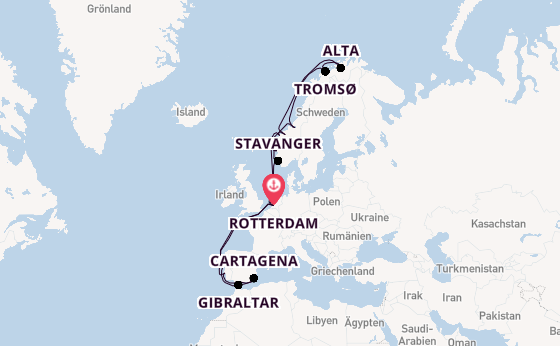 Norwegen ab Rotterdam, Niederlande auf der Nieuw Statendam
