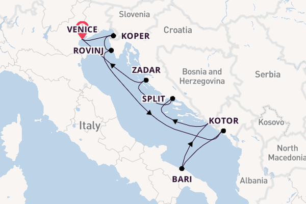 Mediterranean Sea from Venice, Italy with the Silver Spirit