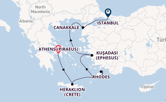 Eastern Mediterranean from Athens (Piraeus), Greece with the Viking Mars