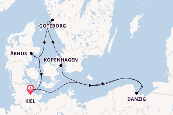 Ostsee ab Kiel, Deutschland auf AIDAprima
