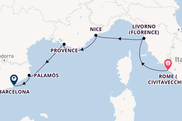 Western Mediterranean from Rome (Civitavecchia), Italy with the Azamara Journey