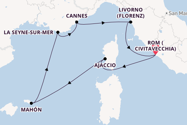 Westliches Mittelmeer ab Civitavecchia (Rom), Italien auf AIDAstella