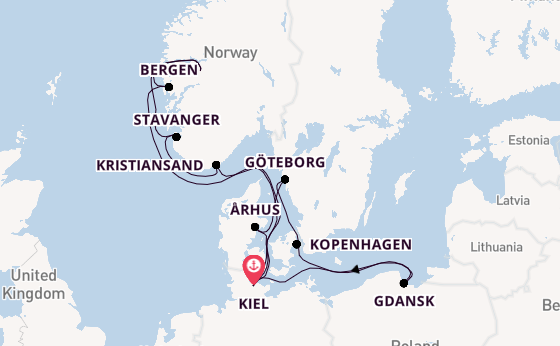 Noorwegen vanaf Kiel, Duitsland met AIDAprima