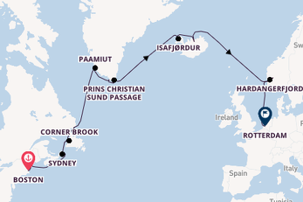 trans-Atlantisch vanaf Boston, Verenigde Staten met de Zuiderdam