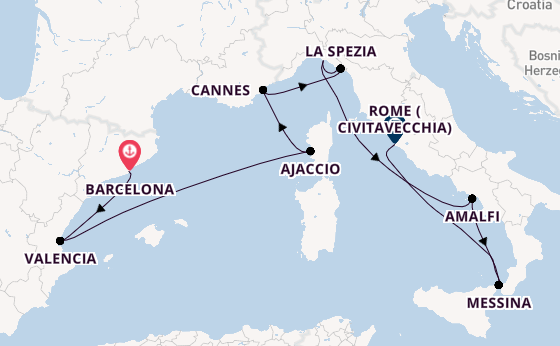 Western Mediterranean from Barcelona, Spain with the Celebrity Constellation