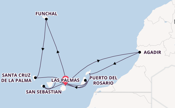 Kanarische Inseln ab Las Palmas, Gran Canaria auf der Mein Schiff 7