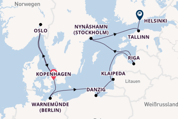 Norwegen ab Kopenhagen, Dänemark auf der Norwegian Sun