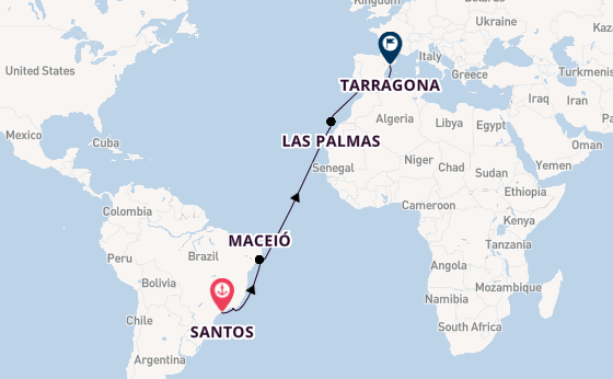 Transatlantic from Santos, Brazil with the MSC Musica