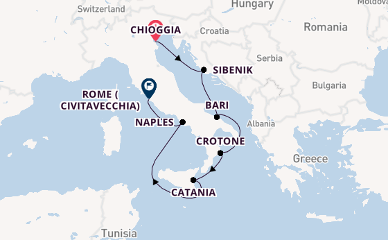 Western Mediterranean from Chioggia, Italy with the Viking Sky
