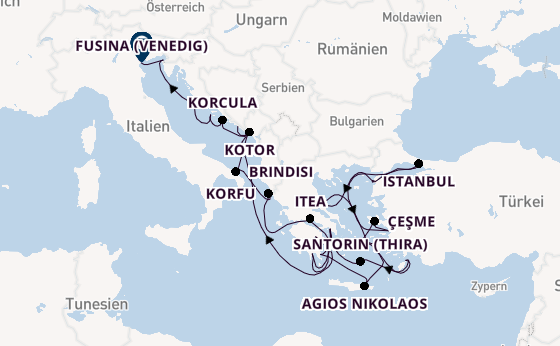 Östliches Mittelmeer ab Dubrovnik, Kroatien auf der Seabourn Ovation