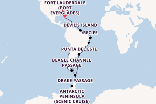 South America from Fort Lauderdale (Port Everglades), Florida with the Volendam