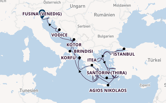 Östliches Mittelmeer ab Dubrovnik, Kroatien auf der Seabourn Ovation