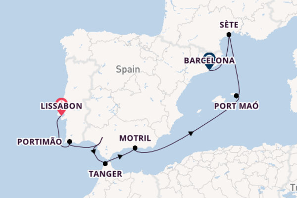 Westelijke Middellandse Zee vanaf Lissabon, Portugal met de Sabourn Venture 