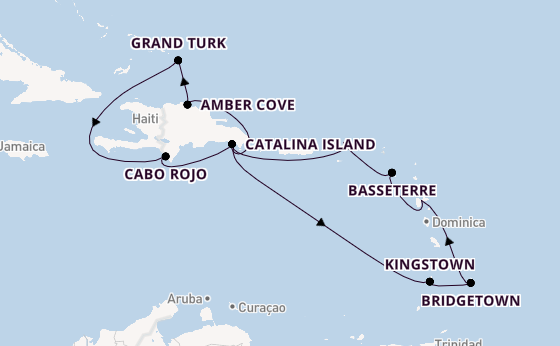 Caribbean vanaf Pointe-à-Pitre, Guadeloupe met de Costa Fascinosa
