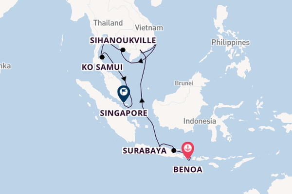South East Asia from Benoa, Bali, Indonesia with the Seven Seas Mariner