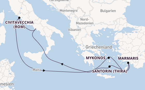 Mittelmeer ab Neapel, Italien auf der MSC Divina