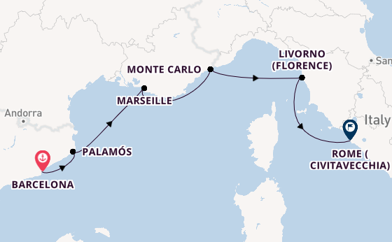 Western Mediterranean from Barcelona, Spain with the Viking Vela