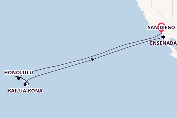 Polynesië vanaf San Diego, Verenigde Staten met de Koningsdam