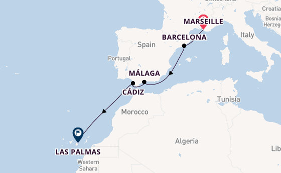 Westelijke Middellandse Zee vanaf Marseille, Frankrijk met de Costa Smeralda