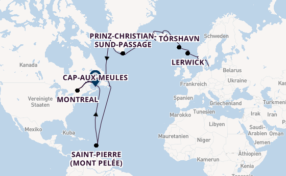 Transatlantik ab Kopenhagen, Dänemark auf der Seabourn Quest