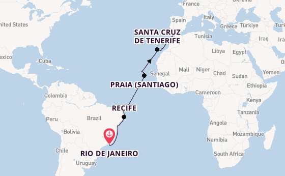 trans-Atlantisch vanaf Rio de Janeiro, Brazilië met de Sabourn Venture 