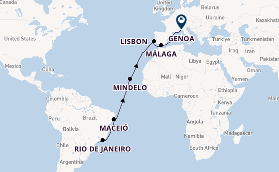 Transatlantic from Santos, Brazil with the MSC Seaview