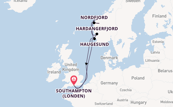 Noorwegen vanaf Southampton (Londen), Engeland met de Queen Elizabeth