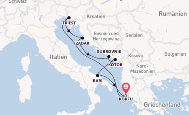 Mittelmeer ab Korfu, Griechenland auf AIDAblu