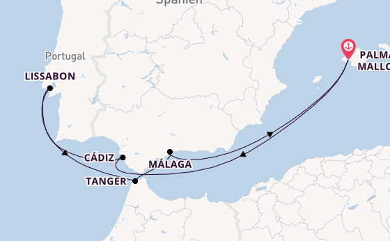 Westliches Mittelmeer ab Palma de Mallorca, Spanien auf der Mein Schiff Flow