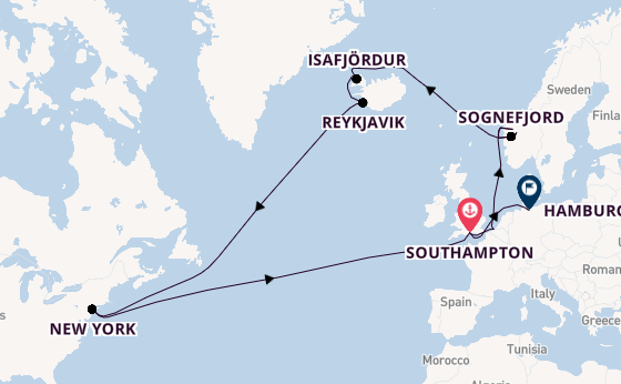 Transatlantic from Southampton, England with the Queen Mary 2