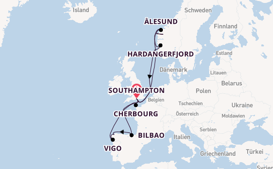 Norwegen ab Southampton, Großbritannien auf der Arvia