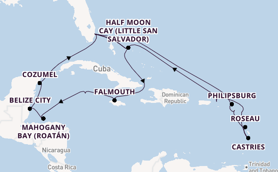 Caribbean from Fort Lauderdale (Port Everglades), Florida, USA with the Rotterdam