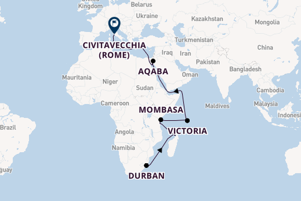 Afrika vanaf Durban, Zuid-Afrika met de MSC Sinfonia