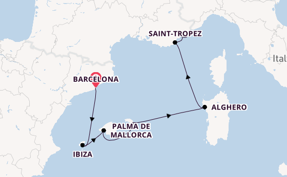 Western Mediterranean from Barcelona, Spain with the Ilma