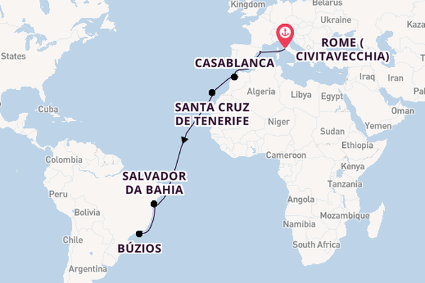 Transatlantic from Rome (Civitavecchia), Italy with the MSC Armonia 