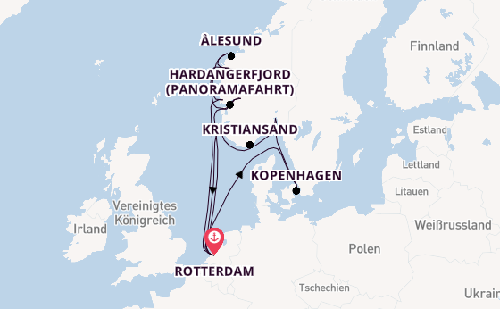 Norwegen ab Rotterdam, Niederlande auf der Rotterdam