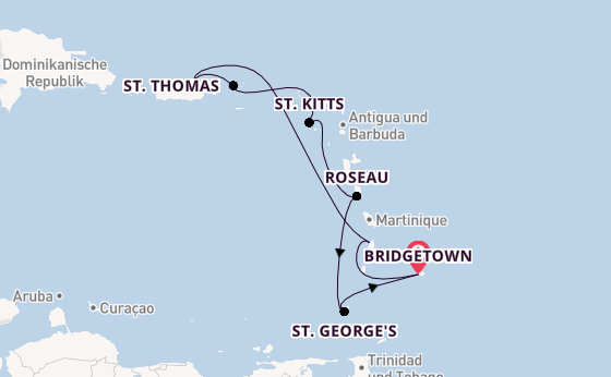 Südliche Karibik ab Bridgetown, Barbados auf der Emerald Princess